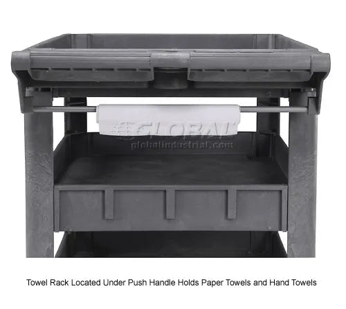 Global Industrial Utility Cart w/3 Shelves & 5" Casters, 500 lb. Capacity, 46"L x 25"W x 33"H (GLB - 242086) - SchoolOutlet