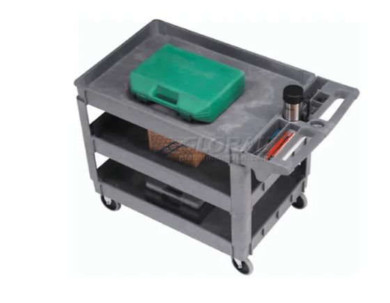 Global Industrial Utility Cart w/3 Shelves & 5" Casters, 500 lb. Capacity, 46"L x 25"W x 33"H (GLB - 242086) - SchoolOutlet