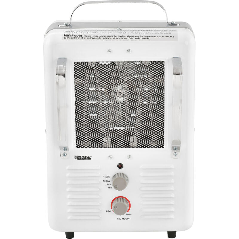 Global Industrial Portable Milkhouse Style Electric Heater, 120V, 1500W (GLB - 246098) - SchoolOutlet