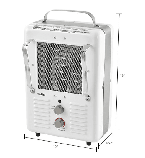 Global Industrial Portable Milkhouse Style Electric Heater, 120V, 1500W (GLB - 246098) - SchoolOutlet