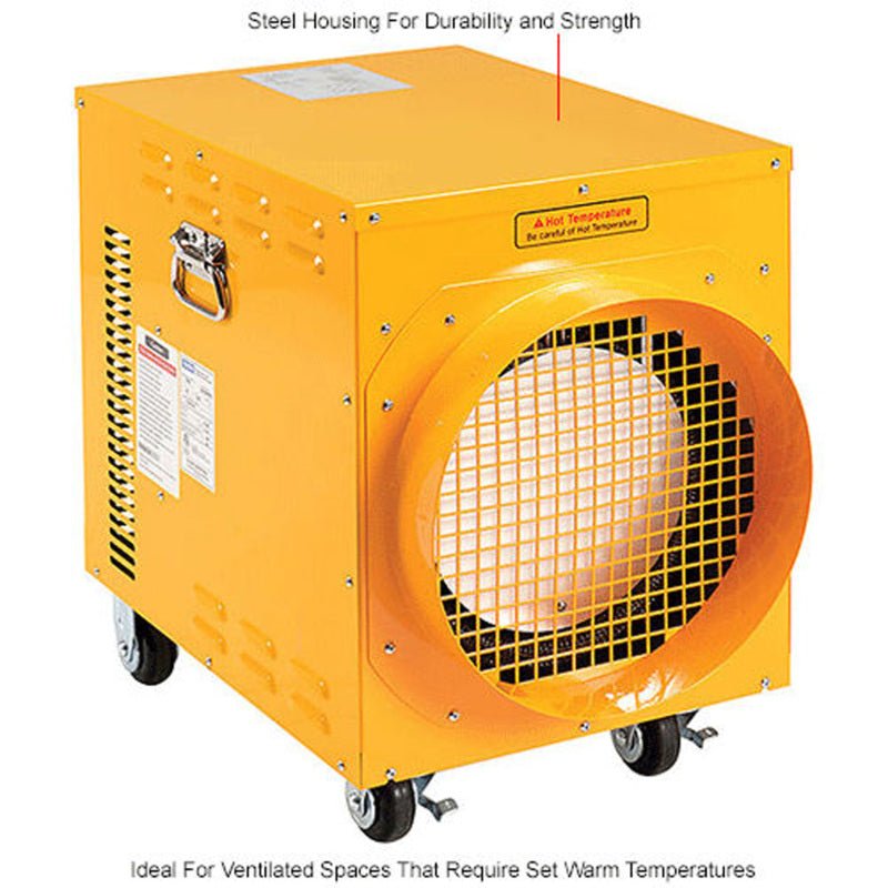 Global Industrial Portable Electric Heater, Adjustable Thermostat, 208V, 3 Phase, 15000W (GLB - 246552) - SchoolOutlet