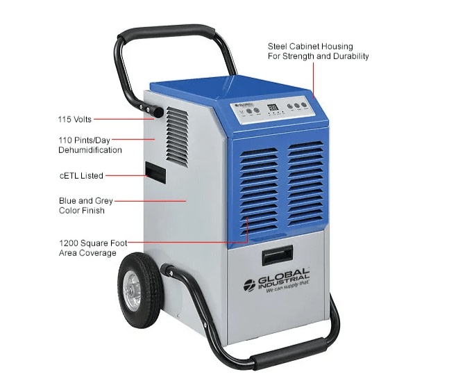Global Industrial Commercial Dehumidifier w/ Humidistat, 115V, 110 Pints (GLB - 246687) - SchoolOutlet