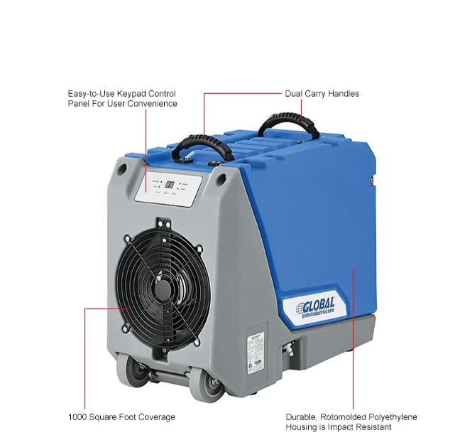 Global Industrial Crawl Space Commercial Dehumidifier With Pump, 90 Pints (GLB - 246707) - SchoolOutlet