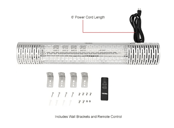 Global Industrial Infrared Patio Heater w/ Remote Control, Wall/Ceiling Mount, 1500W, 30 - 3/4"L (GLB - 246720) - SchoolOutlet