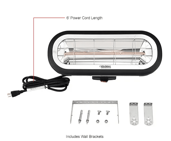 Global Industrial Infrared Patio Heater, Wall Or Ceiling Mount, Low Glare, 1500W (GLB - 246721) - SchoolOutlet