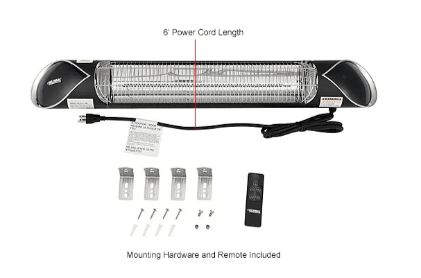 Global Industrial Infrared Patio Heater w/Remote Control, Free Standing, 1500W, 35 - 3/8"L (GLB - 246722) - SchoolOutlet
