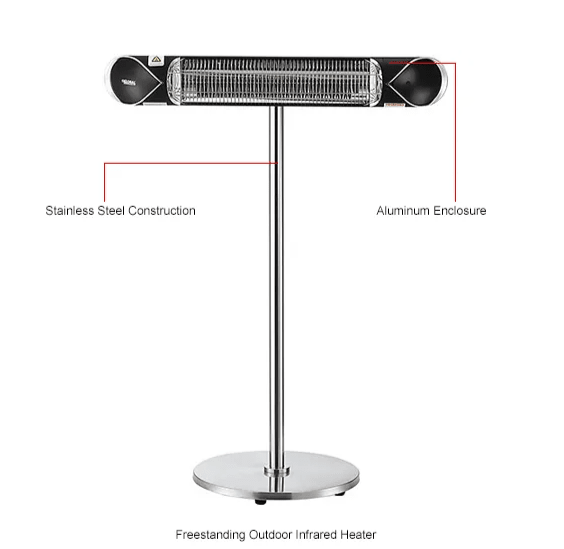 Global Industrial Infrared Patio Heater w/Remote Control, Free Standing, 1500W, 35 - 3/8"L (GLB - 246722) - SchoolOutlet
