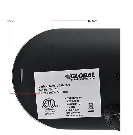 Global Industrial Infrared Patio Heater w/Remote Control, Free Standing, 1500W, 35 - 3/8"L (GLB - 246722) - SchoolOutlet