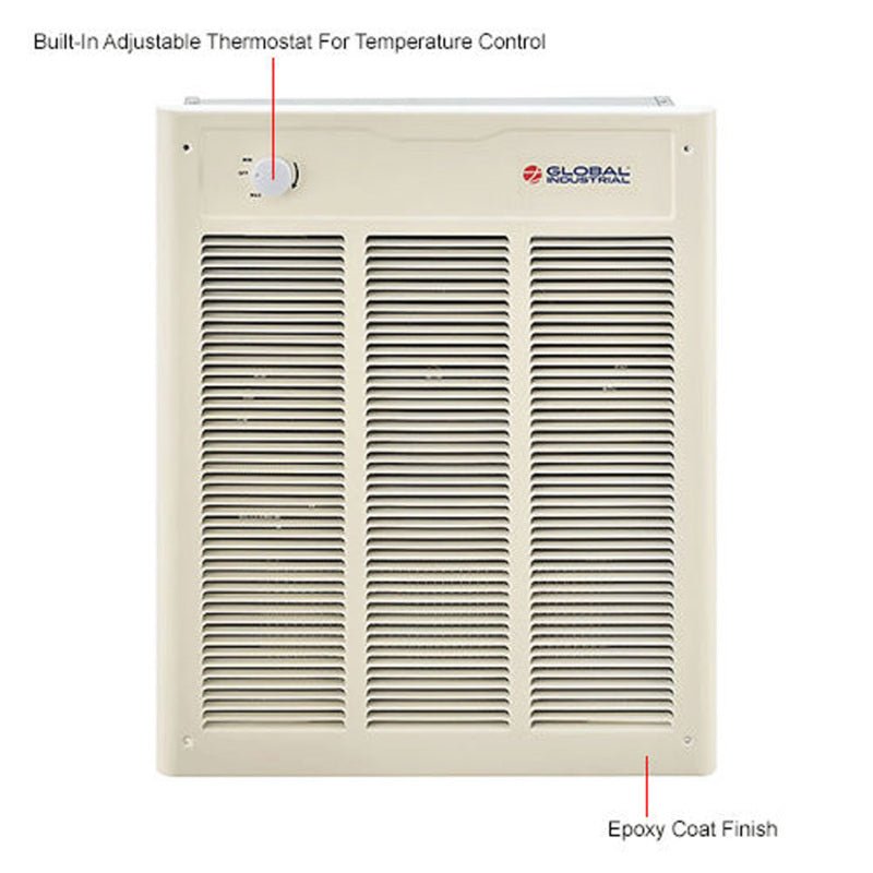 Global Industrial Fan Forced Wall Heater, Enclosed Motor, 4000/3000W, 240/208V (GLB - 246743) - SchoolOutlet