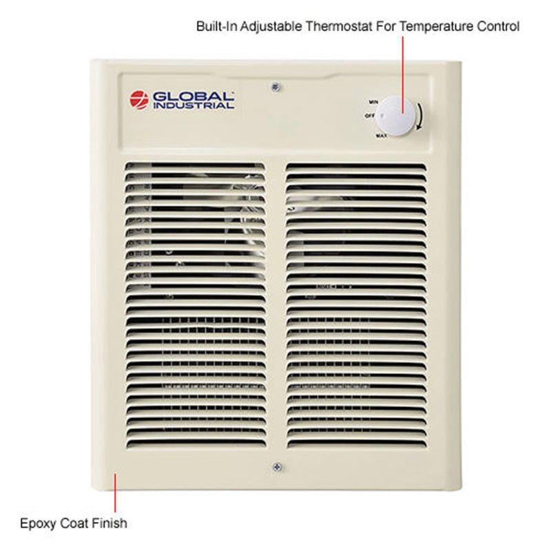 Global Industrial Fan Forced Wall Heater, Shaded Pole Motor, 1500W, 120V (GLB - 246744) - SchoolOutlet