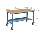 Global Industrial Mobile Production Workbench w/ Shop Top Safety Edge, 60