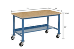 Global Industrial Mobile Production Workbench w/ Shop Top Safety Edge, 72
