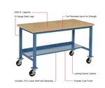 Global Industrial Mobile Production Workbench w/ Shop Top Safety Edge, 72