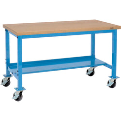 Global Industrial Mobile Production Workbench w/ Shop Top Safety Edge, 72"W x 36"D, Blue (GLB-249147BL)