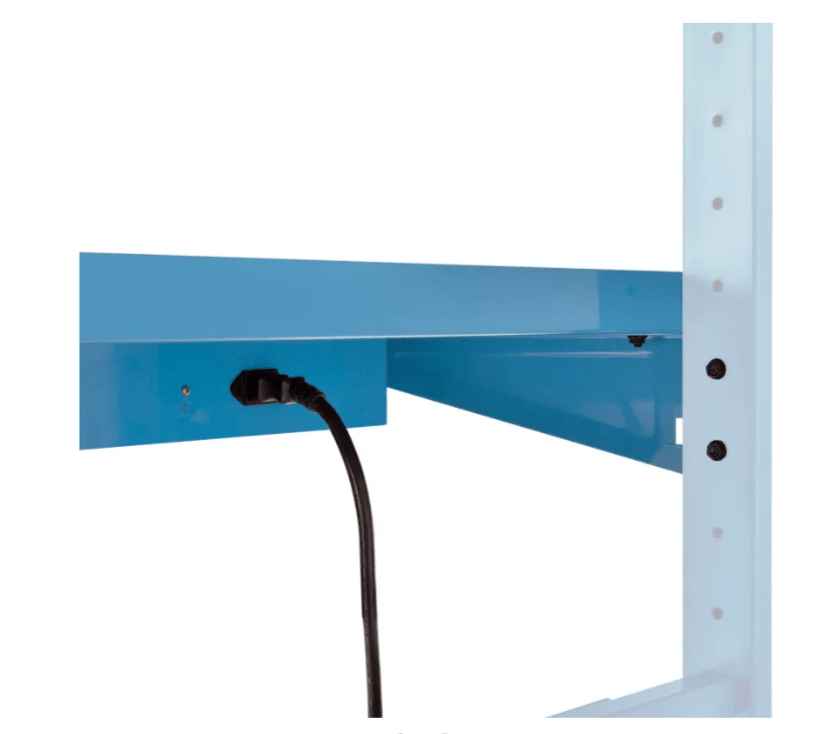 Global Industrial Steel Upper Shelf W/ 3 Duplex Outlets, 48"W x 12"D, Blue (GLB - 249294CBL) - SchoolOutlet