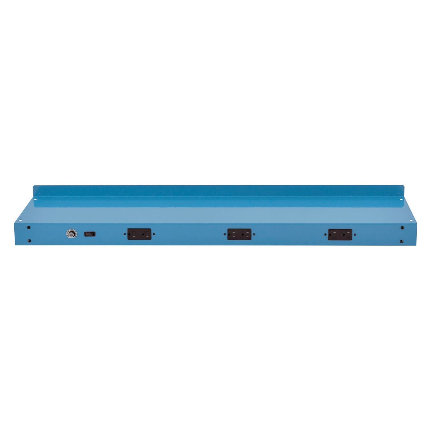 Global Industrial Steel Upper Shelf W/ 3 Duplex Outlets, 48"W x 12"D, Blue (GLB - 249294CBL) - SchoolOutlet