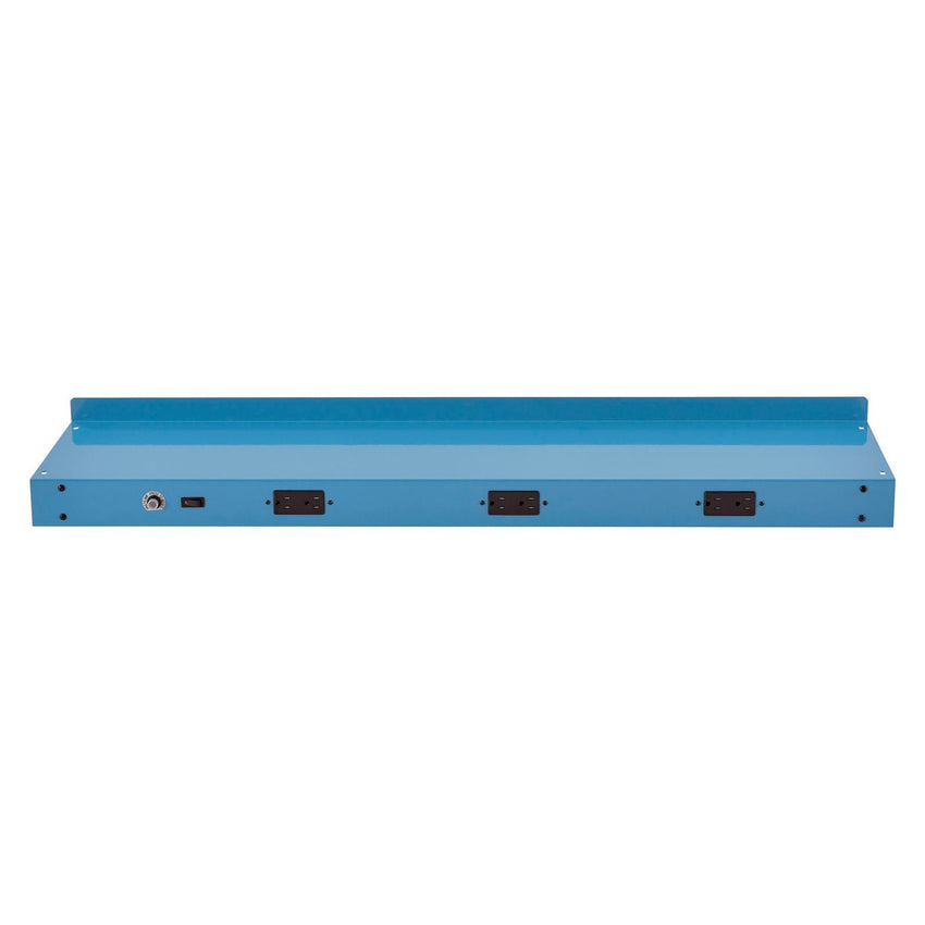 Global Industrial Steel Upper Shelf W/ 3 Duplex Outlets, 48"W x 12"D, Blue (GLB - 249294CBL) - SchoolOutlet