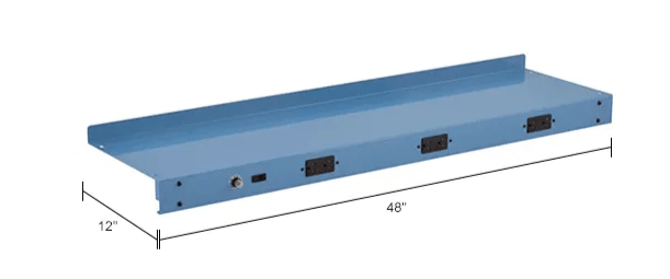 Global Industrial Steel Upper Shelf W/ 3 Duplex Outlets, 48"W x 12"D, Blue (GLB - 249294CBL) - SchoolOutlet