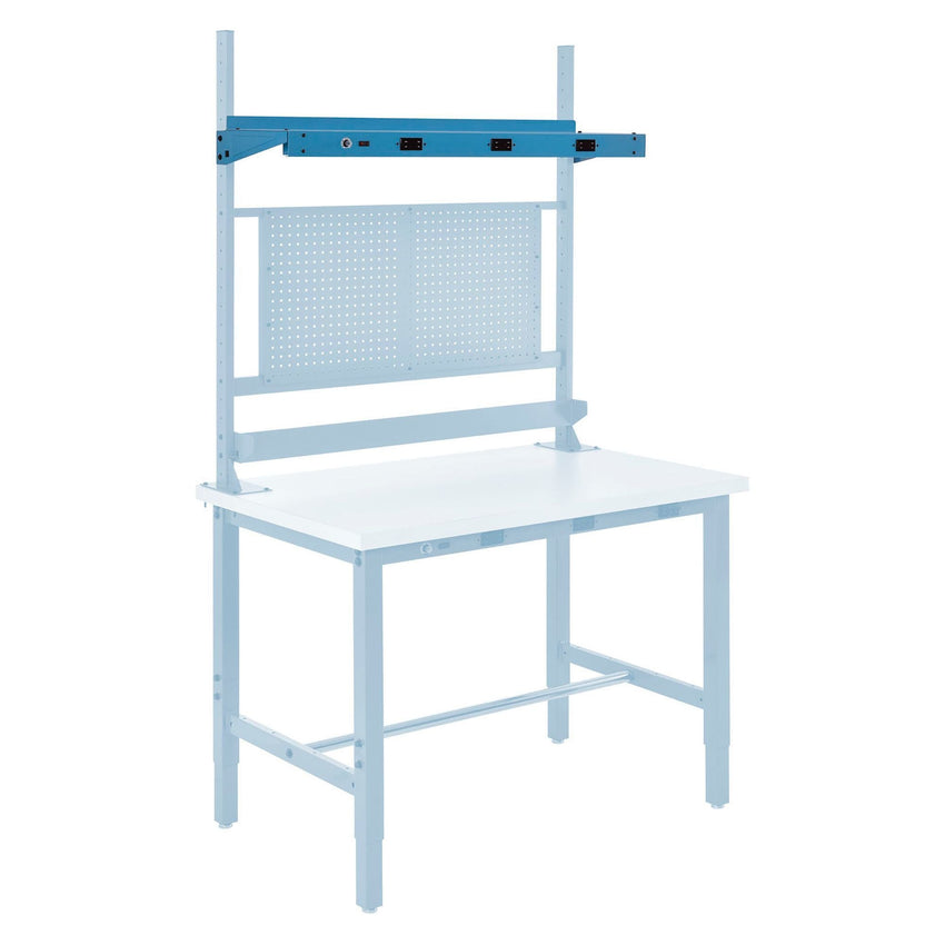Global Industrial Steel Upper Shelf W/ 3 Duplex Outlets, 48"W x 12"D, Blue (GLB - 249294CBL) - SchoolOutlet