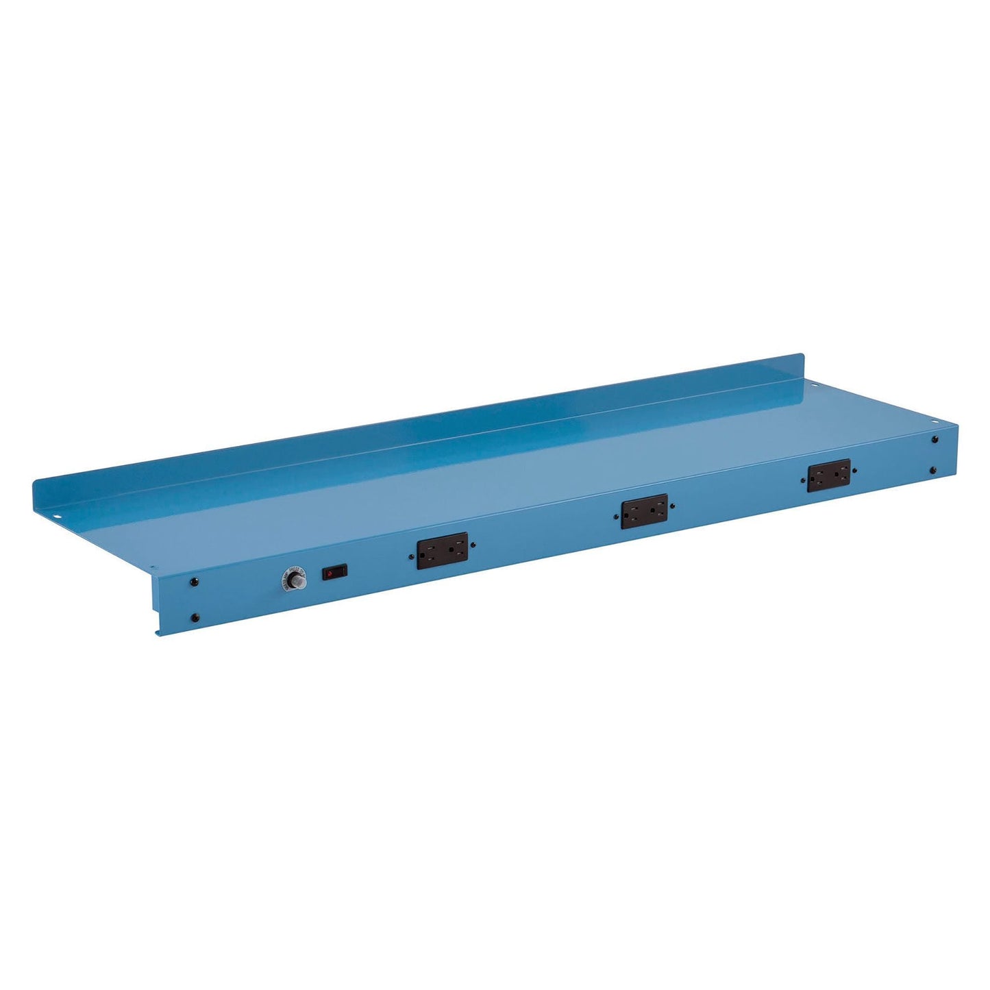 Global Industrial Steel Upper Shelf W/ 3 Duplex Outlets, 48"W x 12"D, Blue (GLB - 249294CBL) - SchoolOutlet