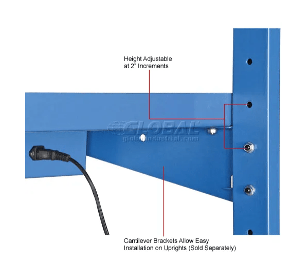 Global Industrial Steel Shelf W/ 6 Single Outlets, 60"W x 12"D, Blue (GLB - 249295ABL) - SchoolOutlet