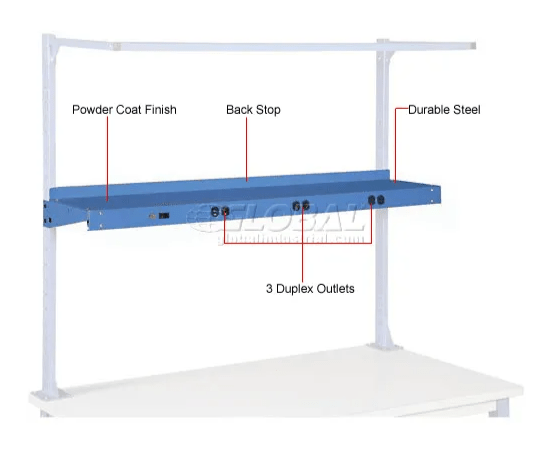 Global Industrial Steel Shelf W/ 6 Single Outlets, 60"W x 12"D, Blue (GLB - 249295ABL) - SchoolOutlet