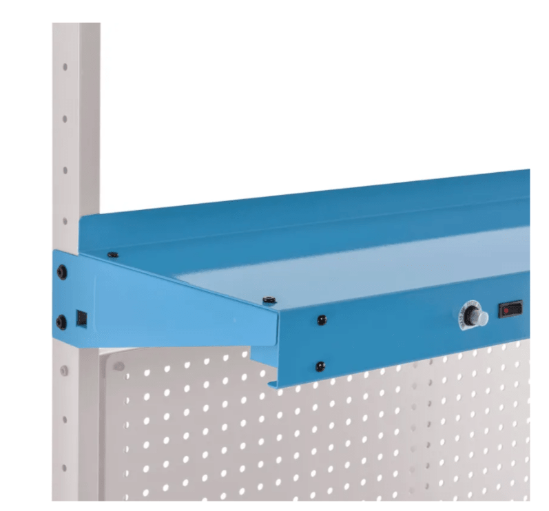 Global Industrial Steel Upper Shelf W/ 3 Duplex Outlets, 72"W x 12"D, Blue (GLB - 249296CBL) - SchoolOutlet