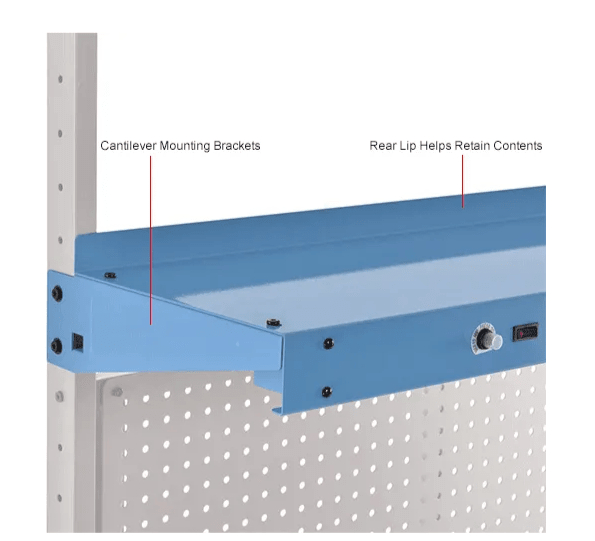 Global Industrial Steel Upper Shelf W/ 3 Duplex Outlets, 72"W x 12"D, Blue (GLB - 249296CBL) - SchoolOutlet