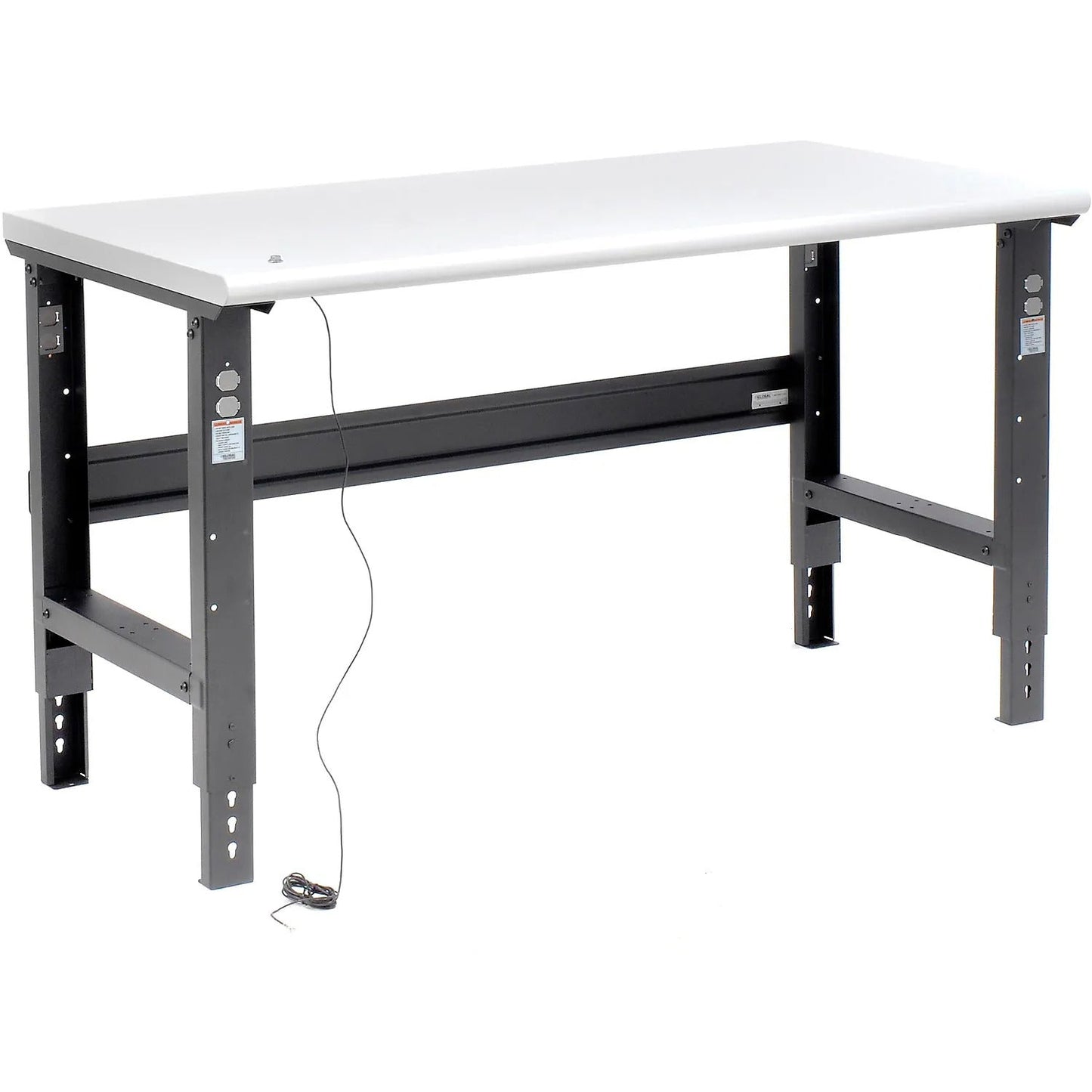 Global Industrial 60"W x 30"D Adjustable Height Workbench C - Channel Leg - ESD Safety Edge - Black (GLB - 250225BK) - SchoolOutlet