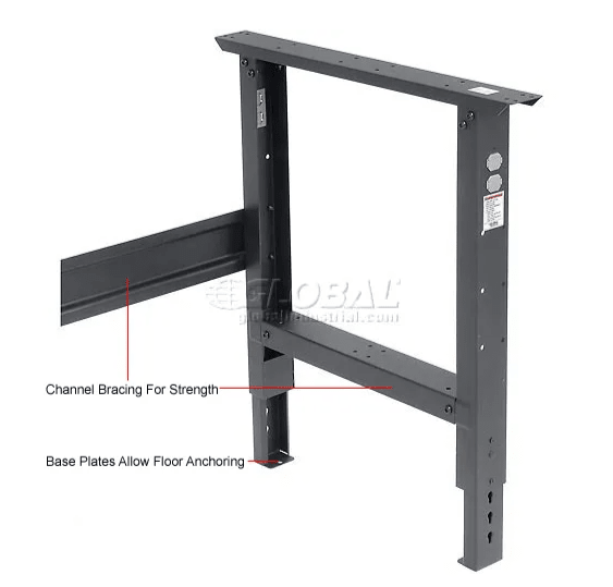 Global Industrial 60"W x 30"D Adjustable Height Workbench C - Channel Leg - ESD Safety Edge - Black (GLB - 250225BK) - SchoolOutlet