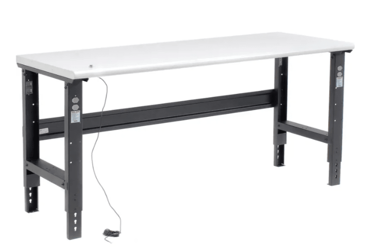 Global Industrial 60"W x 30"D Adjustable Height Workbench C - Channel Leg - ESD Safety Edge - Black (GLB - 250225BK) - SchoolOutlet