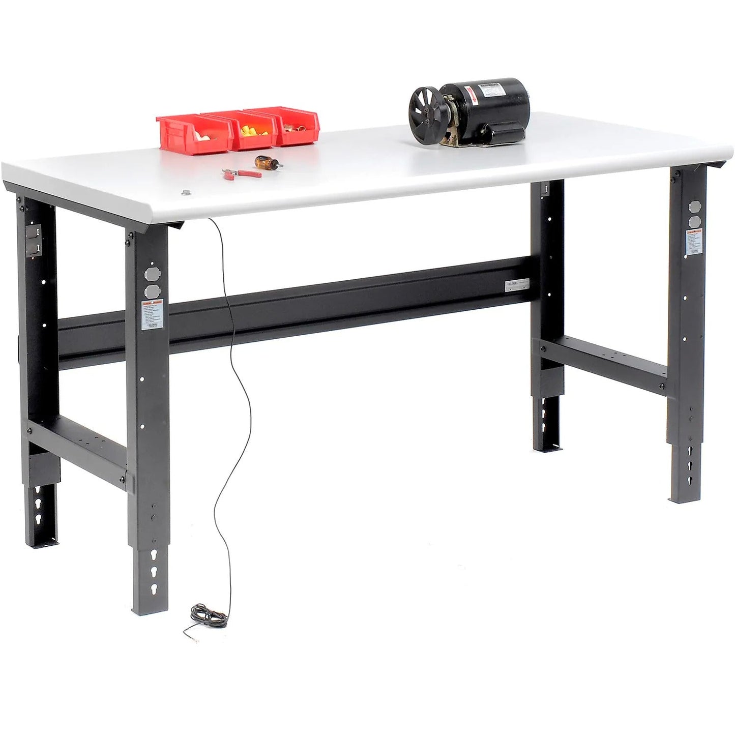 Global Industrial 60"W x 30"D Adjustable Height Workbench C - Channel Leg - ESD Safety Edge - Black (GLB - 250225BK) - SchoolOutlet