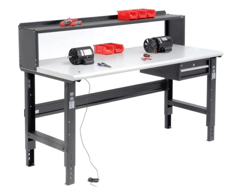 Global Industrial 60"W x 30"D Adjustable Height Workbench C - Channel Leg - ESD Safety Edge - Black (GLB - 250225BK) - SchoolOutlet
