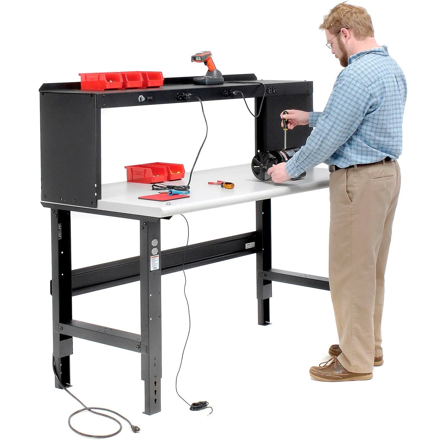 Global Industrial 60"W x 30"D Adjustable Height Workbench C - Channel Leg - ESD Safety Edge - Black (GLB - 250225BK) - SchoolOutlet