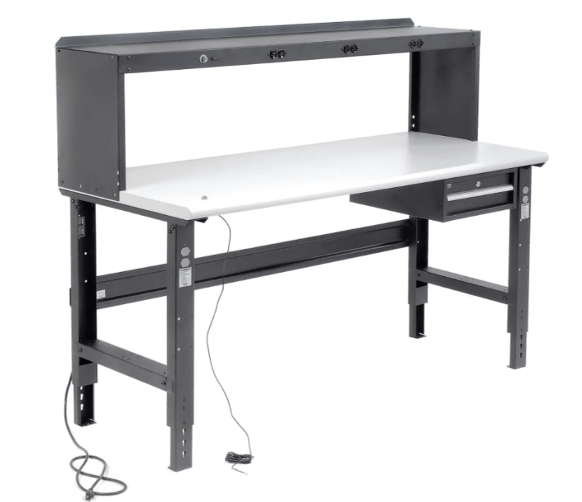 Global Industrial 60"W x 30"D Adjustable Height Workbench C - Channel Leg - ESD Safety Edge - Black (GLB - 250225BK) - SchoolOutlet