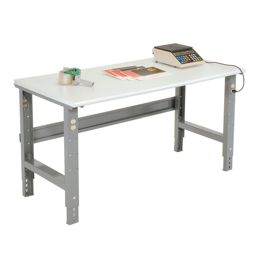 Global Industrial 72"W x 30"D Adjustable Height Workbench C - Channel Leg - ESD Safety Edge Gray (GLB - 250226) - SchoolOutlet