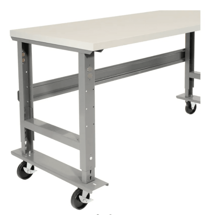 Global Industrial 72 x 30 Mobile Adjustable Height C - Channel Leg Workbench - ESD Safety Edge (GLB - 250226A) - SchoolOutlet