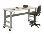 Global Industrial 72 x 30 Mobile Adjustable Height C - Channel Leg Workbench - ESD Safety Edge (GLB - 250226A) - SchoolOutlet