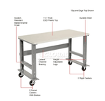 Global Industrial 72 x 30 Mobile Adjustable Height C - Channel Leg Workbench - ESD Safety Edge (GLB - 250226A) - SchoolOutlet