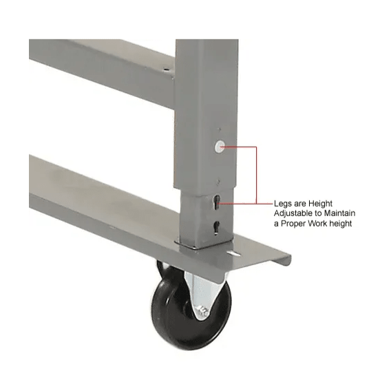 Global Industrial 72 x 30 Mobile Adjustable Height C - Channel Leg Workbench - ESD Safety Edge (GLB - 250226A) - SchoolOutlet