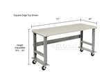 Global Industrial 72 x 30 Mobile Adjustable Height C - Channel Leg Workbench - ESD Safety Edge (GLB - 250226A) - SchoolOutlet