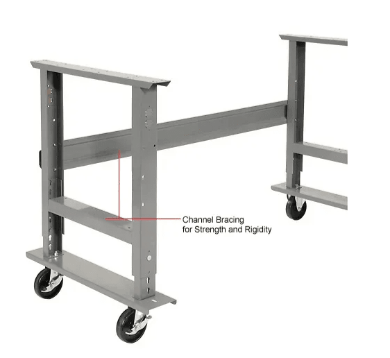 Global Industrial 72 x 30 Mobile Adjustable Height C - Channel Leg Workbench - ESD Safety Edge (GLB - 250226A) - SchoolOutlet