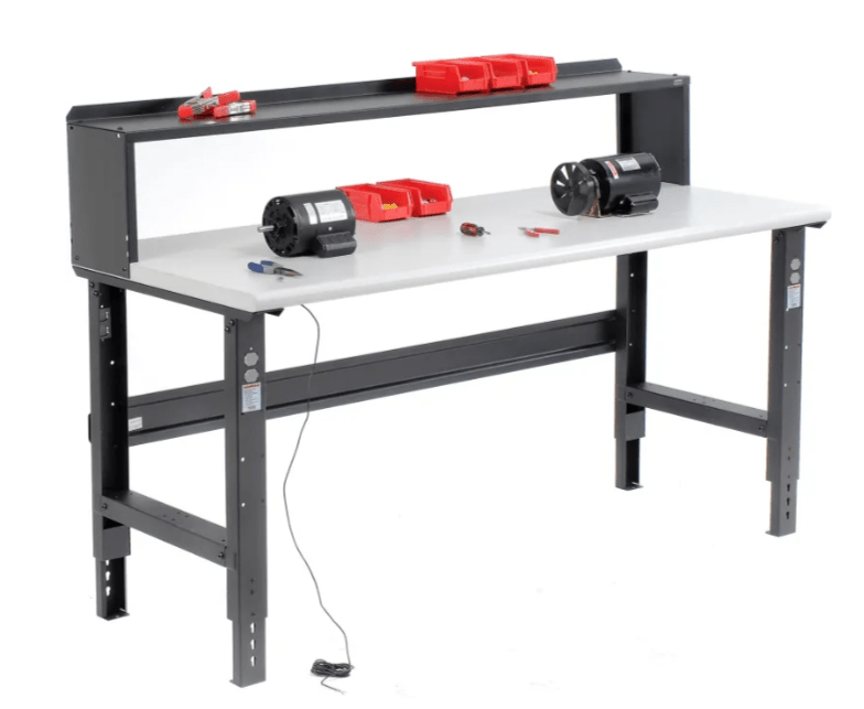 Global Industrial 72"W x 36"D Adjustable Height Workbench C - Channel Leg - ESD Safety Edge - Black (GLB - 250227BK) - SchoolOutlet