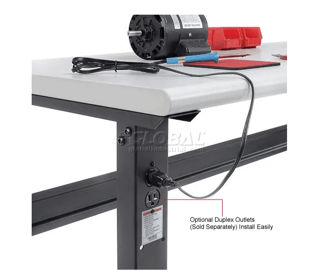 Global Industrial 72"W x 36"D Adjustable Height Workbench C - Channel Leg - ESD Safety Edge - Black (GLB - 250227BK) - SchoolOutlet