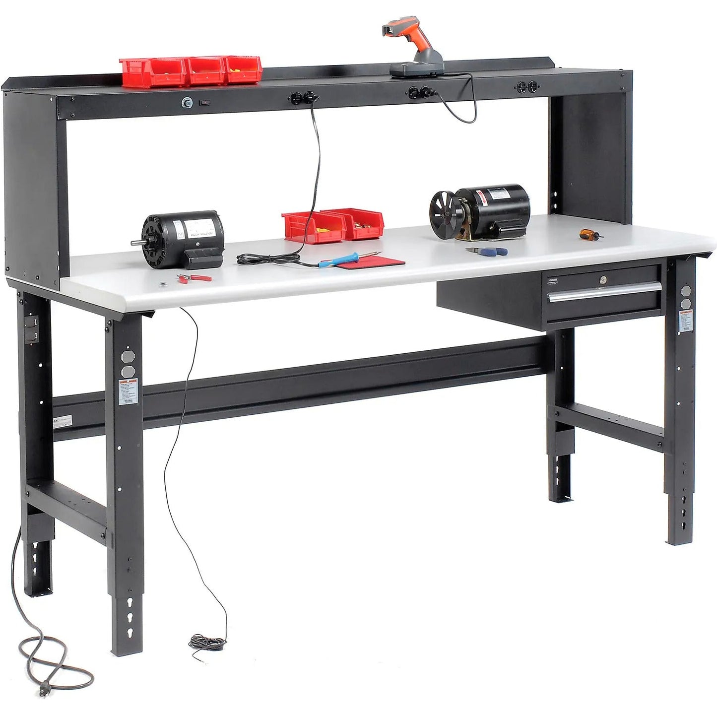 Global Industrial 72"W x 36"D Adjustable Height Workbench C - Channel Leg - ESD Safety Edge - Black (GLB - 250227BK) - SchoolOutlet