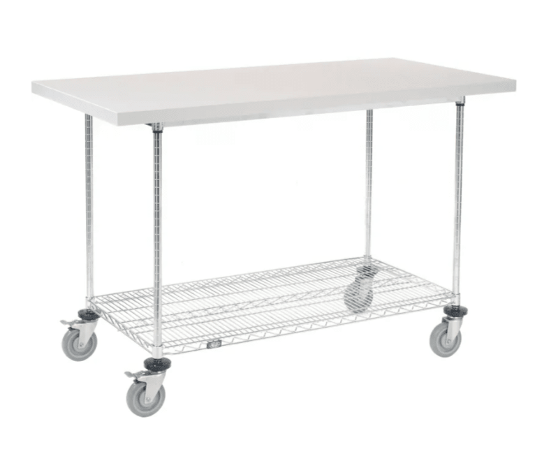Global Industrial Chrome Wire Mobile Workbench, 60"W x 30"D, Laminate Square Edge (GLB - 252322) - SchoolOutlet