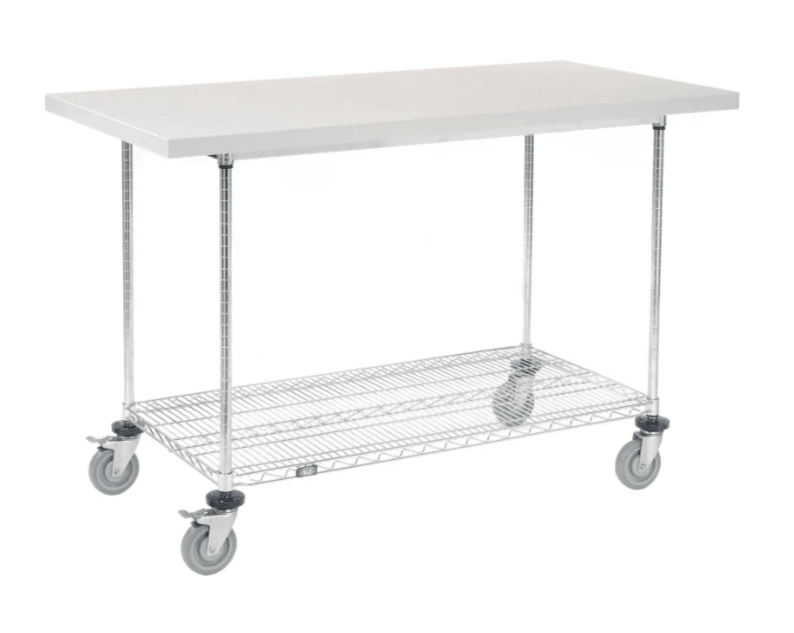 Global Industrial Chrome Wire Mobile Workbench, 60 x 30", Shop Top Square Edge (GLB - 252323) - SchoolOutlet