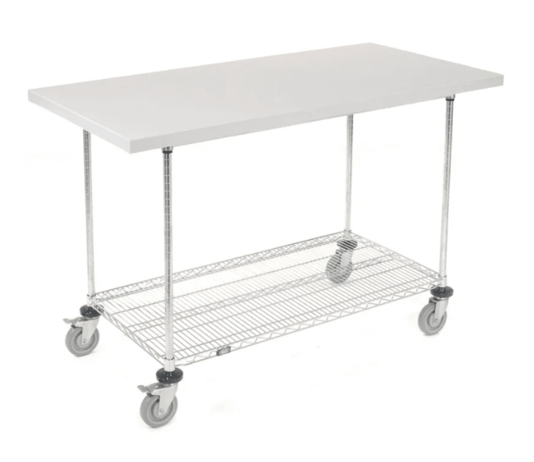 Global Industrial Chrome Wire Mobile Workbench, 60 x 30", Shop Top Square Edge (GLB - 252323) - SchoolOutlet