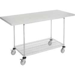 Global Industrial Chrome Wire Mobile Workbench, 72"W x 30"D, Laminate Square Edge (GLB-252325)