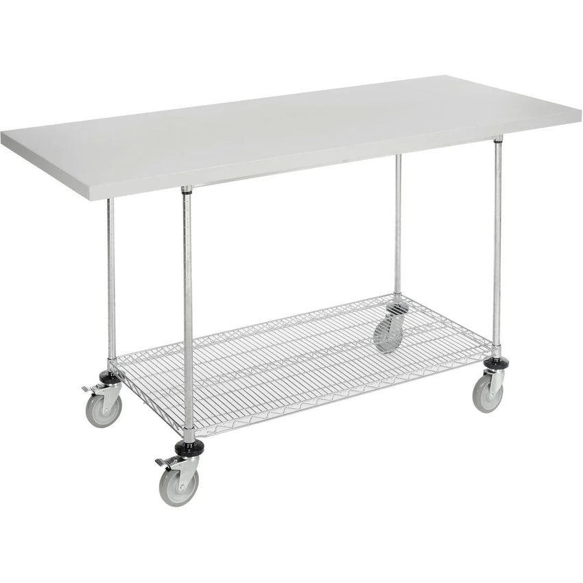 Global Industrial Chrome Wire Mobile Workbench, 72"W x 30"D, Laminate Square Edge (GLB - 252325) - SchoolOutlet